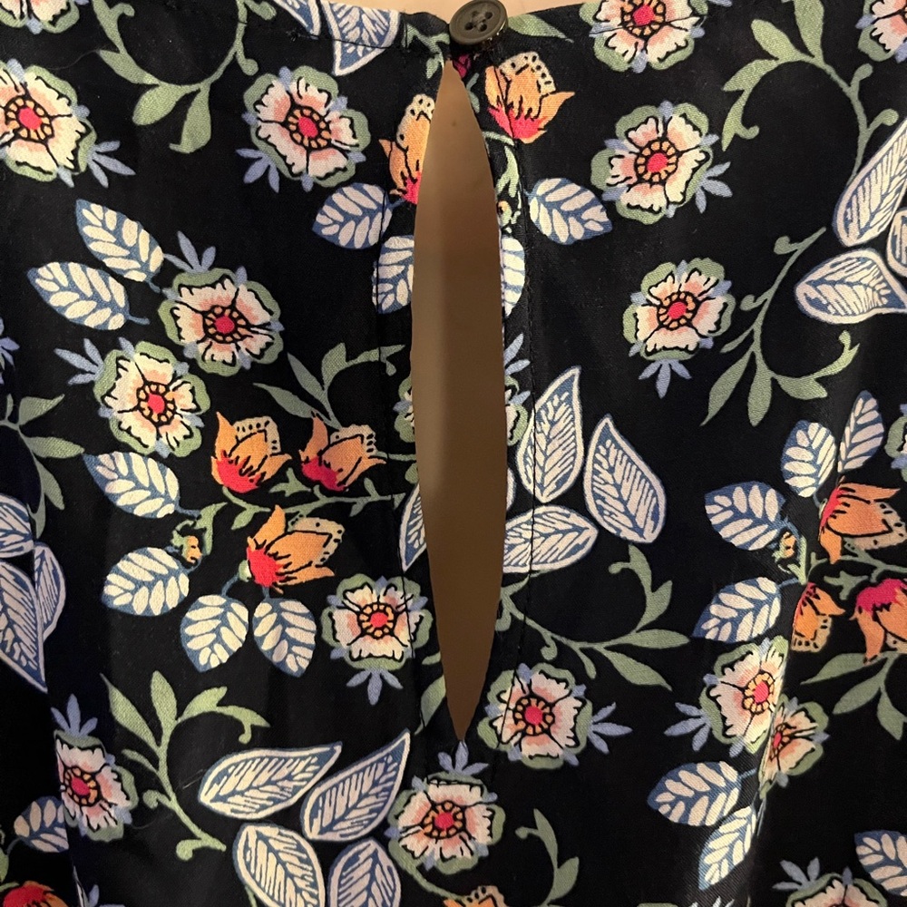 LOFT Vivid Navy Blue Floral Midi Dress - So striking!  Size Medium - Picture 8 of 11